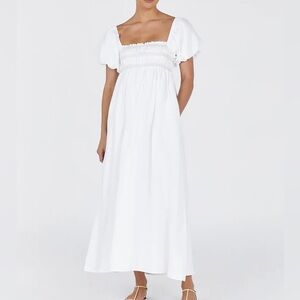 DISSH BIANCA WHITE LINEN MIDI DRESS. US size 8.